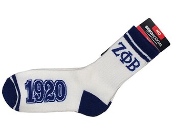 Zeta Phi Beta Sorority Socks-White/Blue