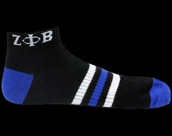 Zeta Phi Beta Sorority Multi-Color Ankle Socks-Black