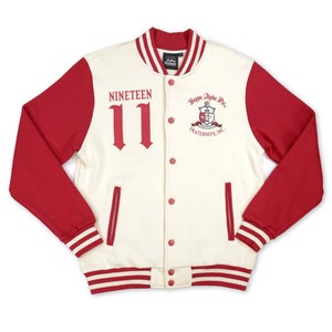 Kappa Alpha Psi Fraternity Fleece Jacket- Crimson/Cream-Size 3XL