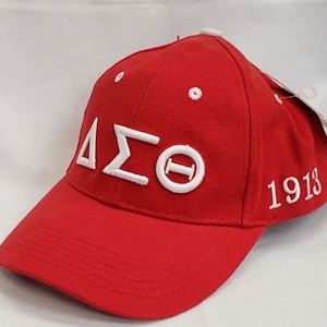 Delta Sigma Theta Sorority Three Greek Letter Baseball Hat-Red