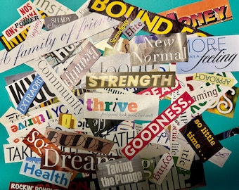 Magazine Cutout Words & Phrases: Collage Art Ephemera for Journals