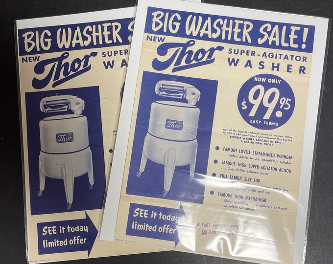 1950's Vintage Advertisement for Thor Super Agitator Washer Washing