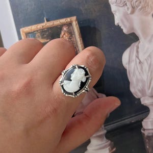 Sterling Silver Adjustable  Ring with Vintage Cameo