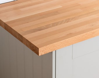 Solid Beech Kitchen Worktops | Lengths: 1M to 4M | Wooden Worktop | Solid Wood Worktop | Kitchen Island Wood Tablet Top | Free Bespoke Size