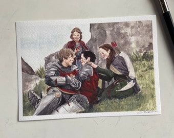 Pevensie fratelli gouache illustrazione a5 stampa