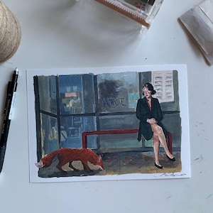 Fleabag-illustratieafdruk gouache