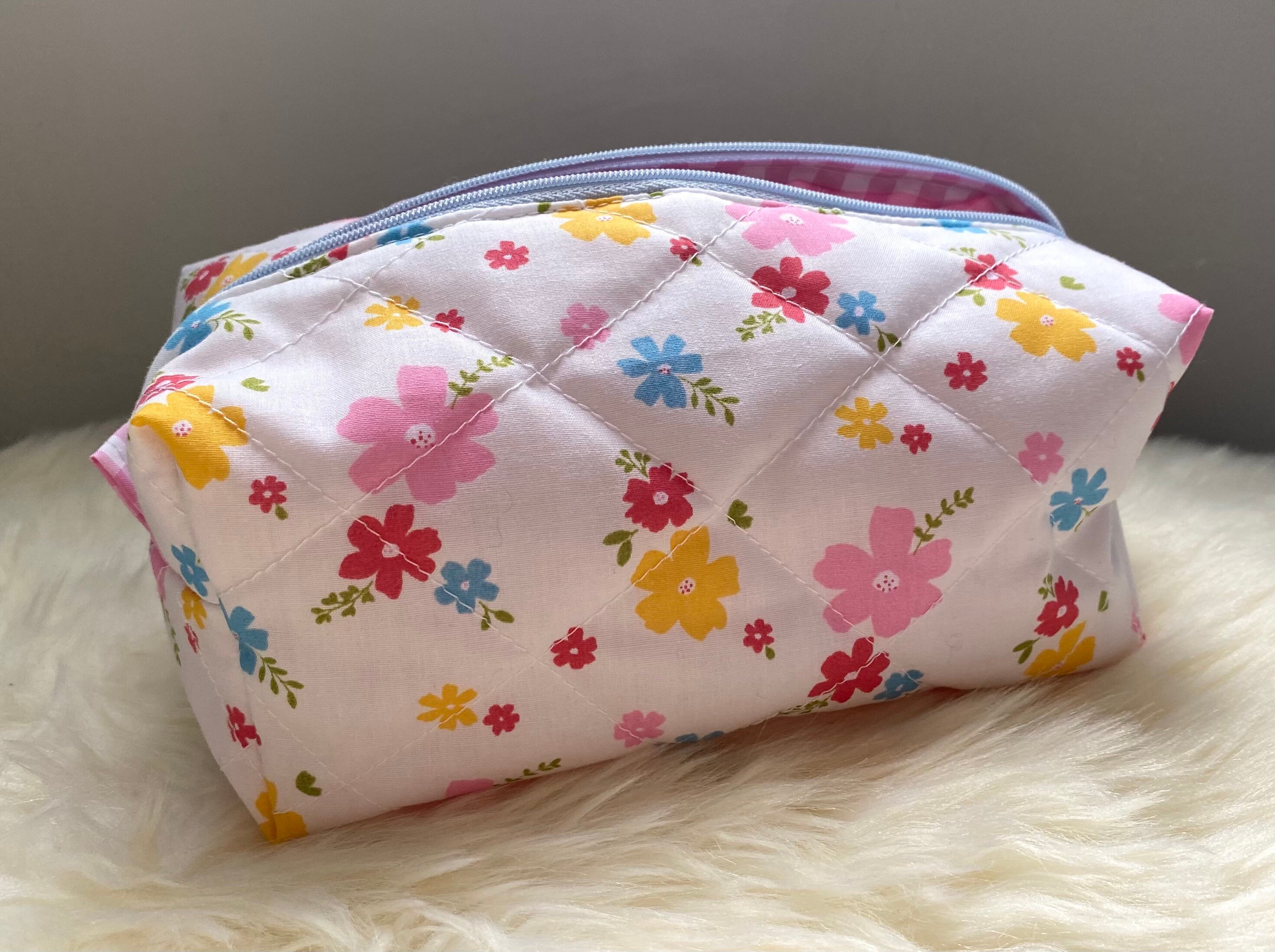 Floral Make Up Bag Quilted Cosmetics Bag Handmade In The UK Etsy