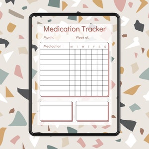 Medication Tracker for Chronic Illness, Chronic Pain, Migraine, Terrazzo Print