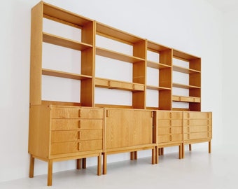 Midcentury Swedish oak bookcase unit By Bertil Fridhagen, Bodafors, 1960s