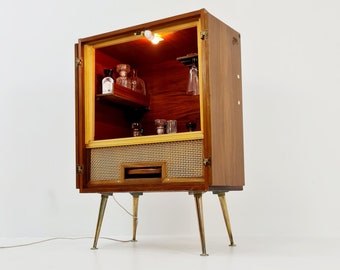Rare Mid century Walnut German Old TV Cabinet bar/ sideboard, BY Else Möbel 1950s