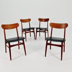 Vintage Danish solid teak dining chairs By glostrup Denmark, 1960s, Set of 4