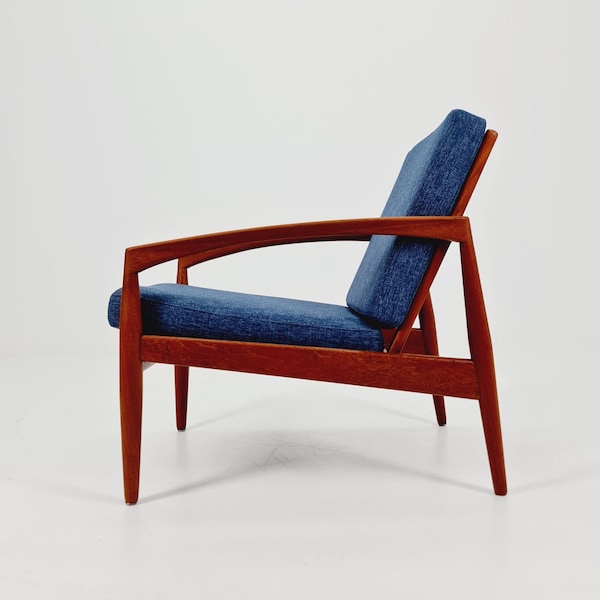 Mid-century Rare Danish teak Paper knife lounge chair/ Easy chair by Kai kristiansen For Magnus olsen Model 121, 1960s