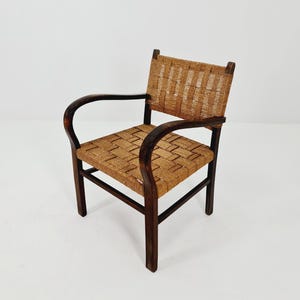 Bauhaus vintage papercord armchair by Ehrich Dieckmann, 1930s