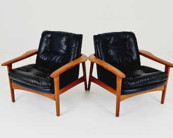Ultra Rare Mid century easy lounge chairs Denmark 1960s, Set of 2