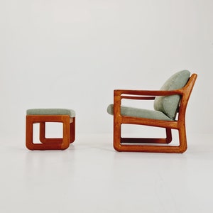 Mid century teak easy lounge chairs With Ottoman by Johannes Andersen for Silkeborg, 1960s