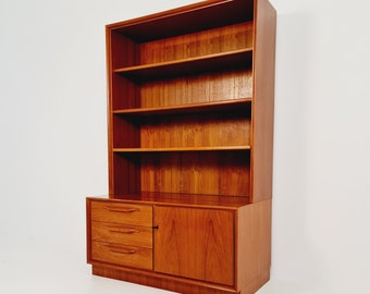 Scandinavian bookshelf with chest of cabinet teak veneer from the 60s by Strobeck Danish design