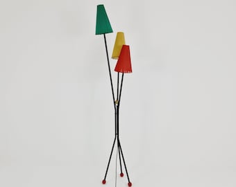 Tripod swedish vintage floor lamp in metal by Dahlquist & Johansson, 1950s