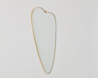 Mid Century asymmetric German brass Original kidney wall mirror from the 60s model Rockabilly