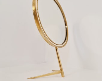 Rare Mid Century Vanity brass Table Mirror by United Workshops Munich Germany 1960s