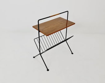 String German vintage side table with newspaper shelf from the 60s