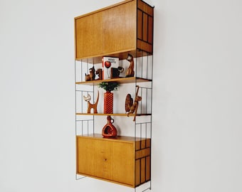 String shelf system, bookcase with 2 cabinet teak by WHB Germany, 1950s