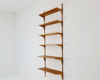 Midcentury Danish Oak Wall-Mounted Shelving Unit, by Poul Cadovius, 1960s