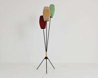 Tripod swedish vintage floor lamp in metal by Möller Armatur Eskilstuna MAE, 1950s