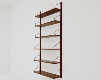 Midcentury Danish walnut Wall-Mounted Shelving Unit, by Royal for  Poul Cadovius, 1960s
