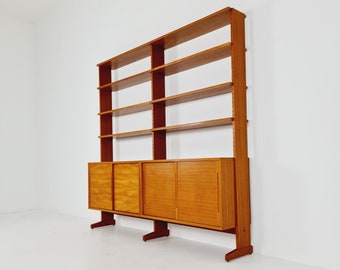 Danish teak room divider modular vintage library bookcase shelf system by L Chr Larsen & Søn, 1960s