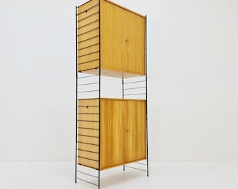 Free standing String shelf-system, bookcase with cabinet  Eshe by WHB Germany, 1950s