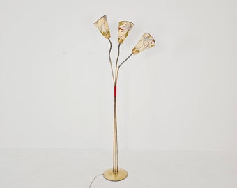 German Modern three flex arms brass floor lamp, 1950s