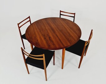 Round German Rio Rosewood Dining Table from Lübke, 1960s