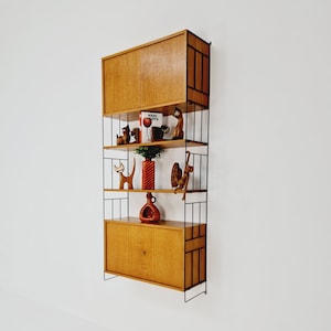String shelf system, bookcase with 2 cabinet teak by WHB Germany, 1950s