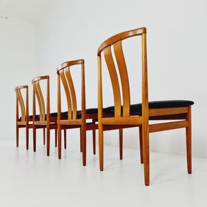 Mid Century Danish solid teak dining chairs by henning sørensen, set of 4, 1960s