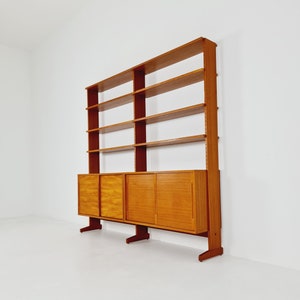 Danish teak room divider modular vintage library bookcase shelf system by L Chr Larsen & Søn, 1960s