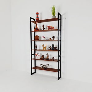 Free standing teak vintage library book shelf-system wall ectonia by Jussi Peippo for Asko, 1960s