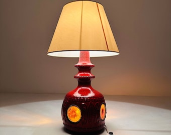 Mid century ceramic & glass table lamp 1970s France