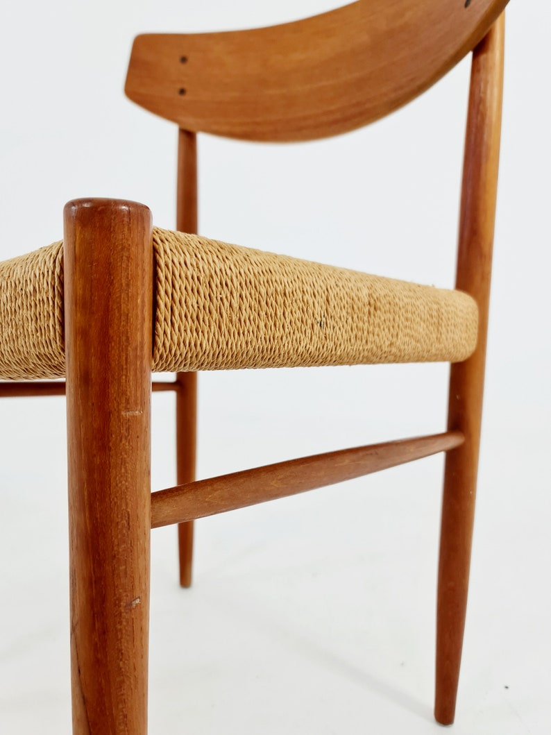 Danish teak & danish cord dining chair by A.M Mobler model 501 1960s, image 8