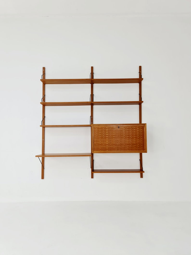 Mid century Danish Teak Wall Unit with bar cabinet & Desk by Poul Cadovius for Royal, Denmark, 1960s image 6