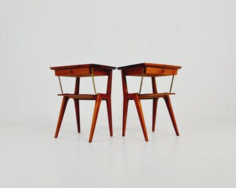 Paire de tables d'appoint vintage danoises en acajou du milieu du siècle/ Table de chevet/ Table de nuit, années 1950