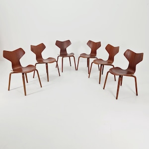 Sillas de comedor vintage de teca de Arne Jacobsen para Fritz Hansen N 4130, década de 1950, juego de 6