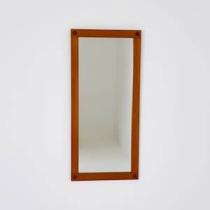 Big Teak Swedish mid-century Modern wall-mounted mirror , 1960s