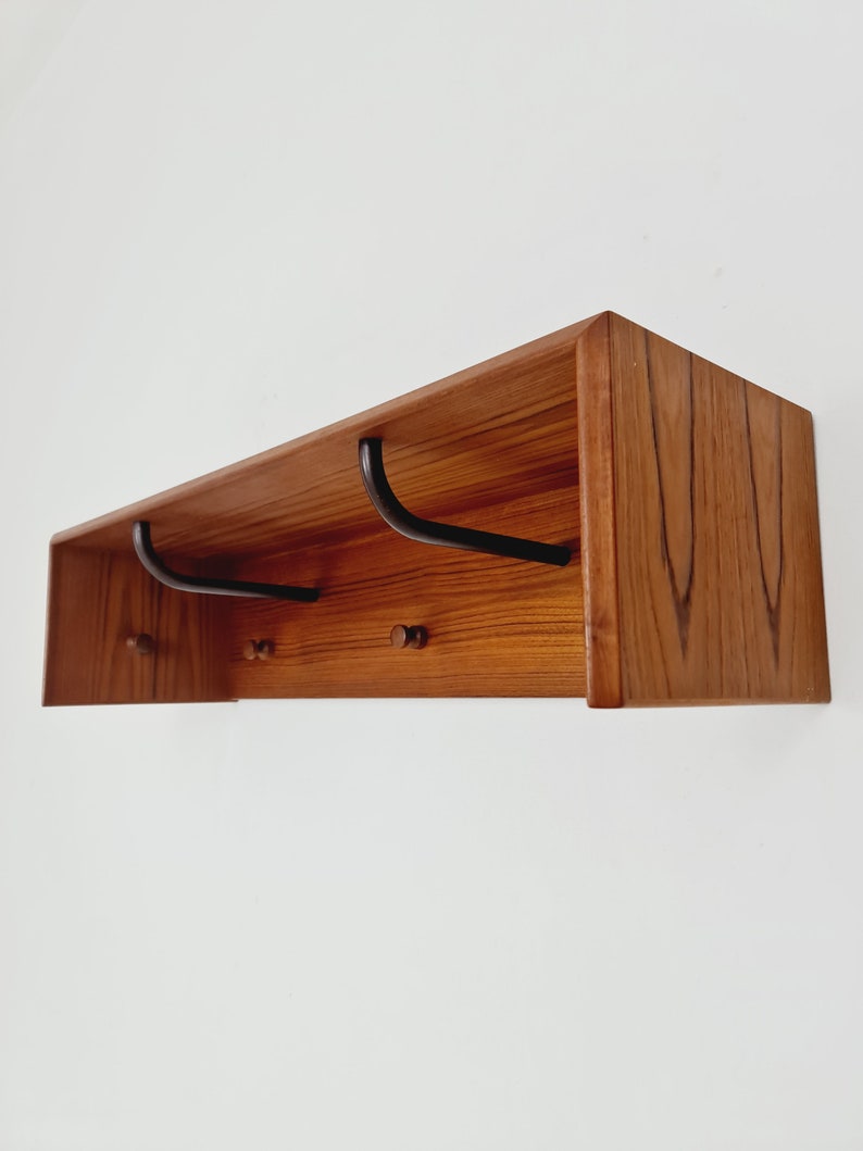 Mid century Danish Wardrobe By Vildbjerg Møbelfabrik, teak wall coat rack 1960s image 1