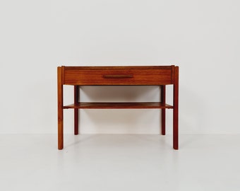 Midcentury wide Danish teak vintage side table/ bedside table/ night stand, 1960s