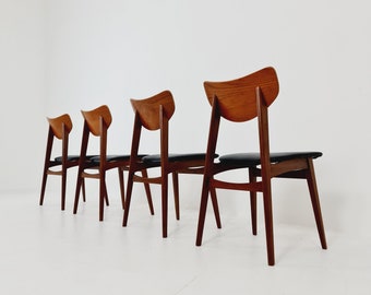 Vintage Danish solid teak dining butterfly Chairs nu Farsturp, 1960s, Set of 4