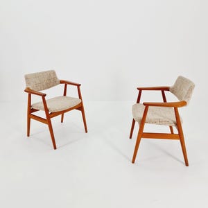 1 of 2 Mid century Danish teak and leather arm chair by Svend Age Eriksen for Glostrup from the 60s