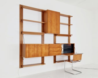 Mid century modular teak wall shelving unit by Preil Form, Germany, 1960s