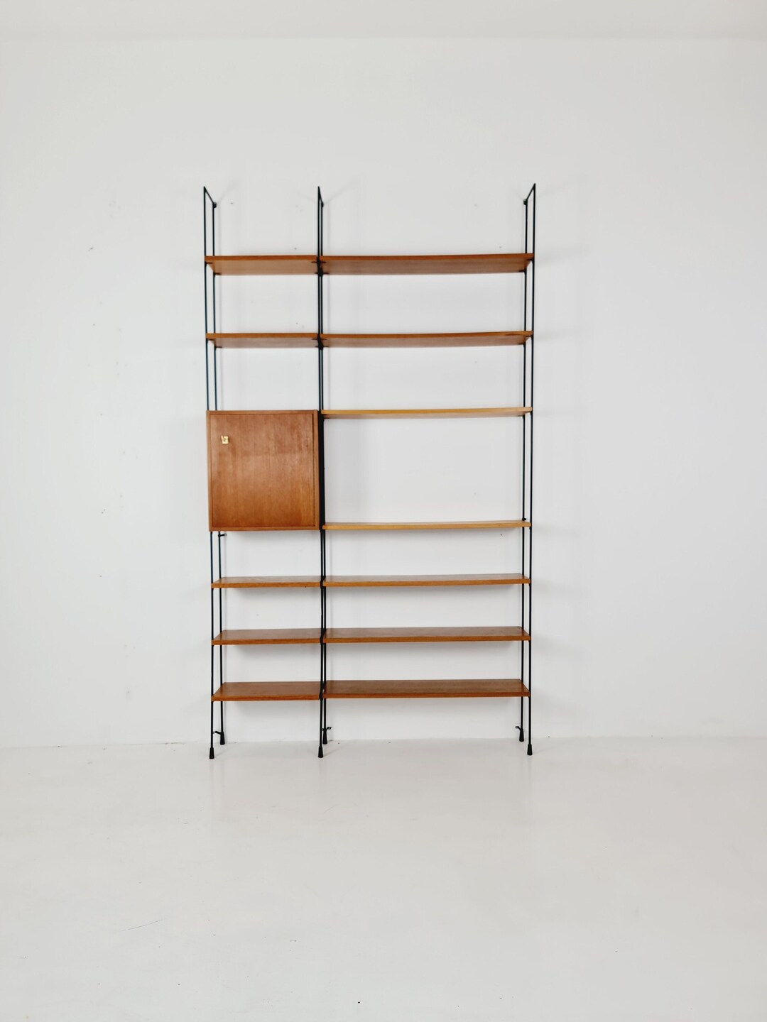 Mid Century Teak Wall Shelving Unit by Hilker for Omnia Etsy