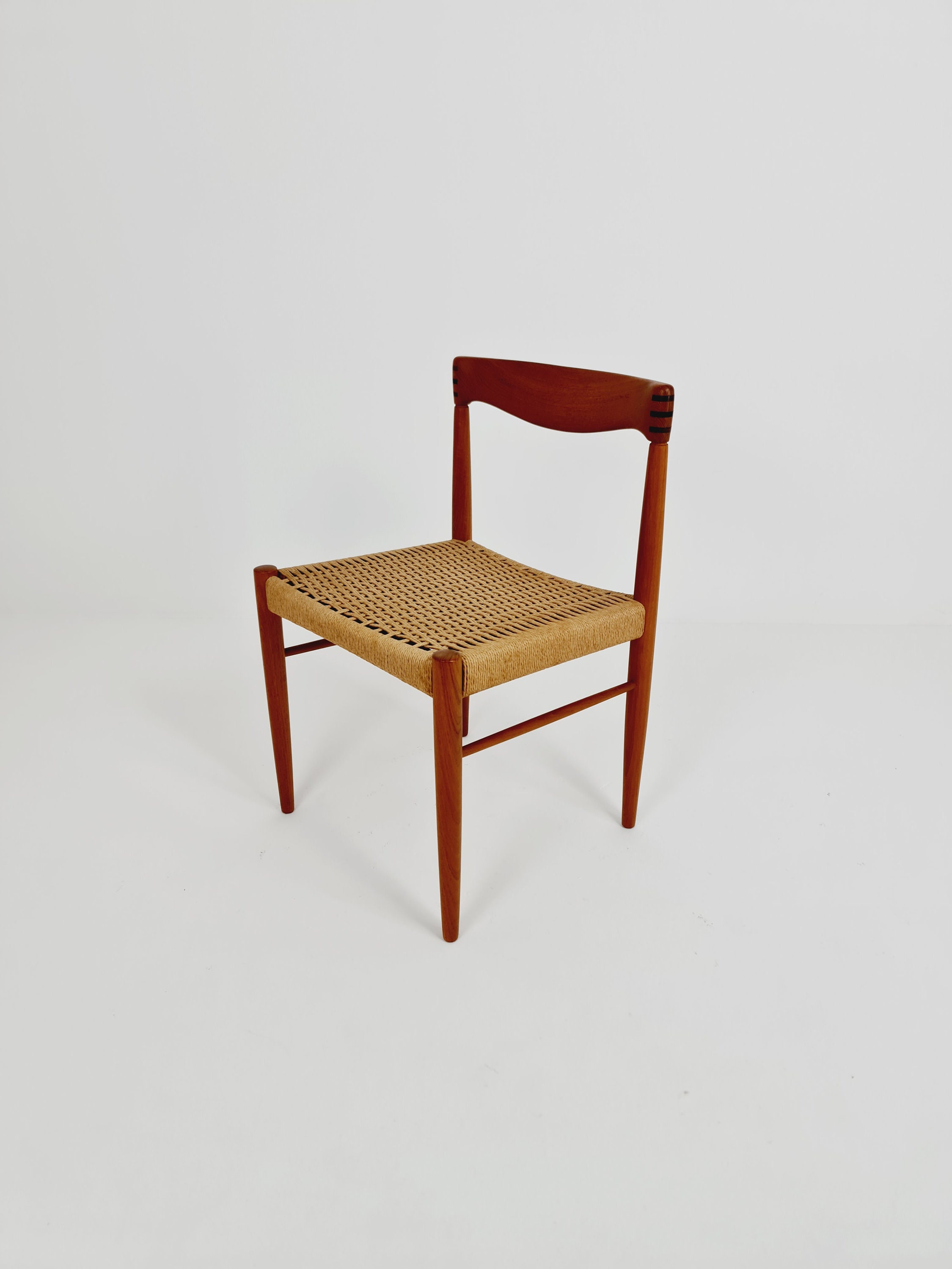 Danish Teak & Danish Cord Dining Chair by H. W. Klein for Bramin