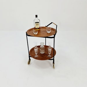 Vintage Swedish mid century folding trolley bar cart in teak & metal by Äry, 1960s